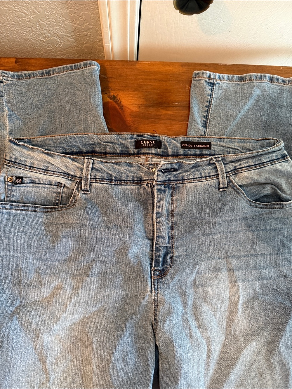 CURVE Light Blue Straight Leg Jeans - Off-Duty Straight
